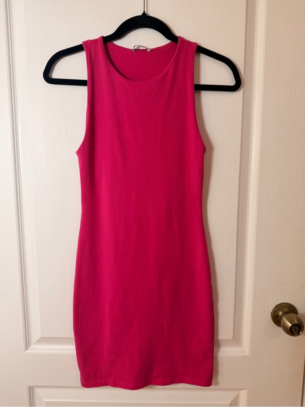Zara Hot Pink Sleeveless Bodycon Midi Dress | Casual Stretch Tank Dress |